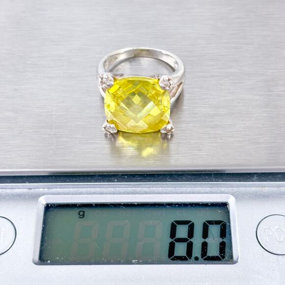 Vintage Sterling Silver 925 Lemon Yellow Cubic Zirconia Ring Size 5.5 - Picture 9 of 9